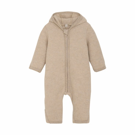HUTTEliHUT - Pram Suit with Ears Wool Fleece - Camel Melange