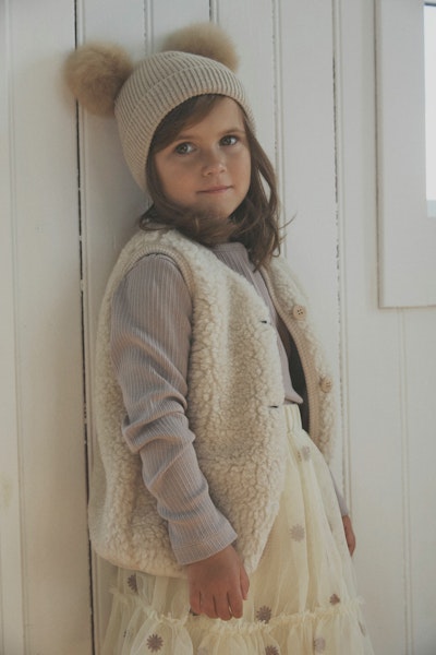 HUTTEliHUT - Beanie Wool Knit with Pompoms - Camel Melange
