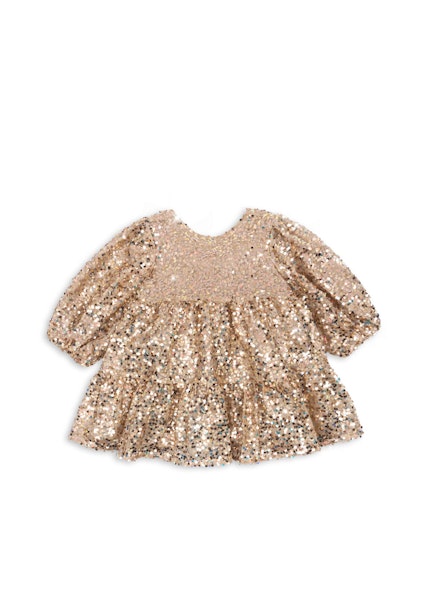 Konges Sløjd - Lila Sequins Bow Dress - Gold Glitter