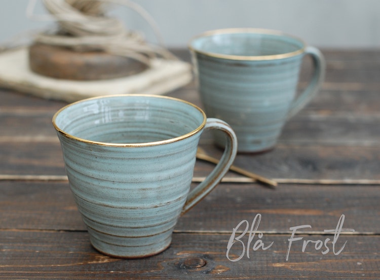 Kaffekopp 2 dl med guldkant (fler färger) - Milla Keramik- Handgjord  keramik i stengods