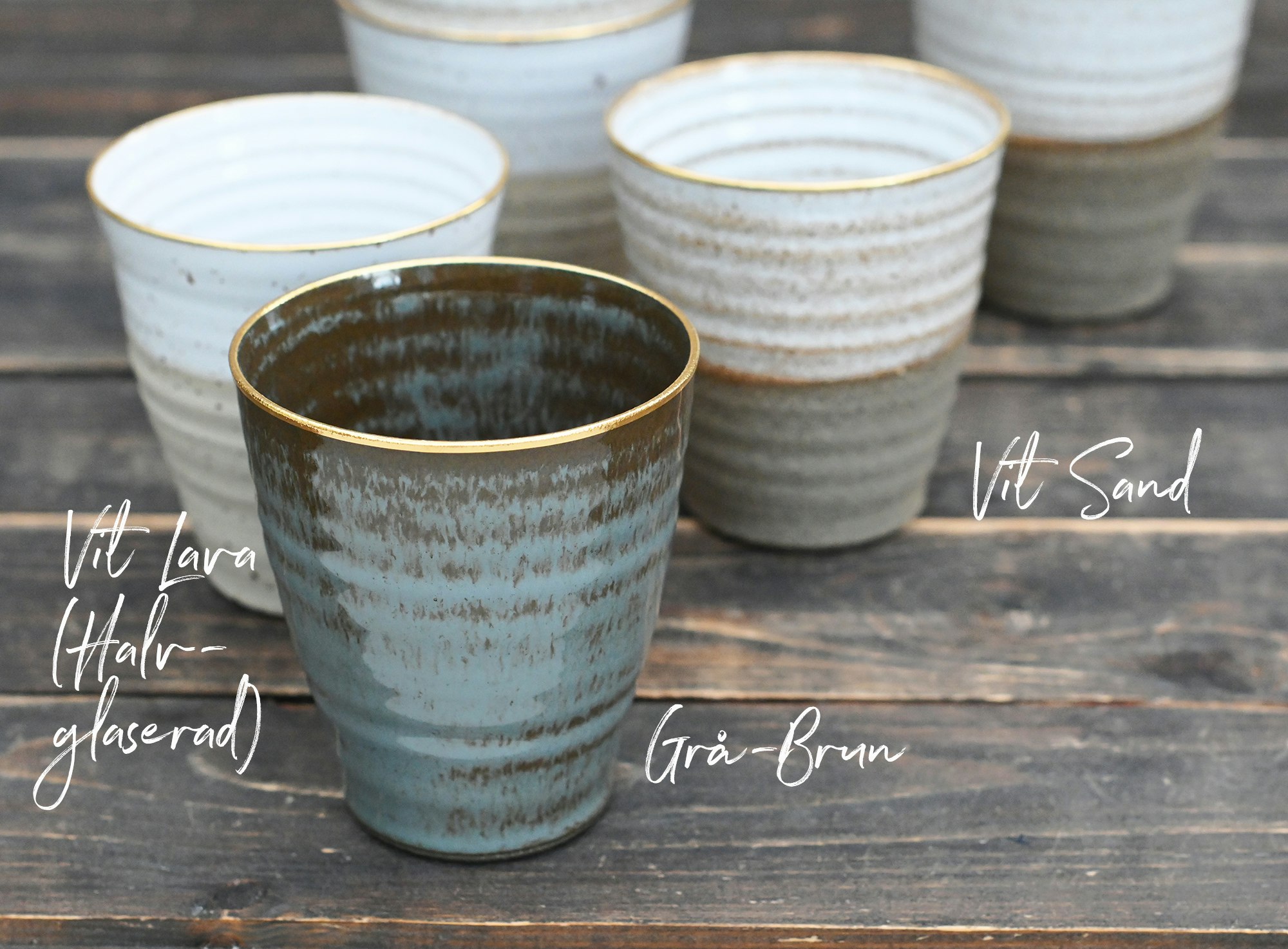 Kaffemugg med guldkant (Fler färger) - Milla Keramik- Handgjord keramik i  stengods