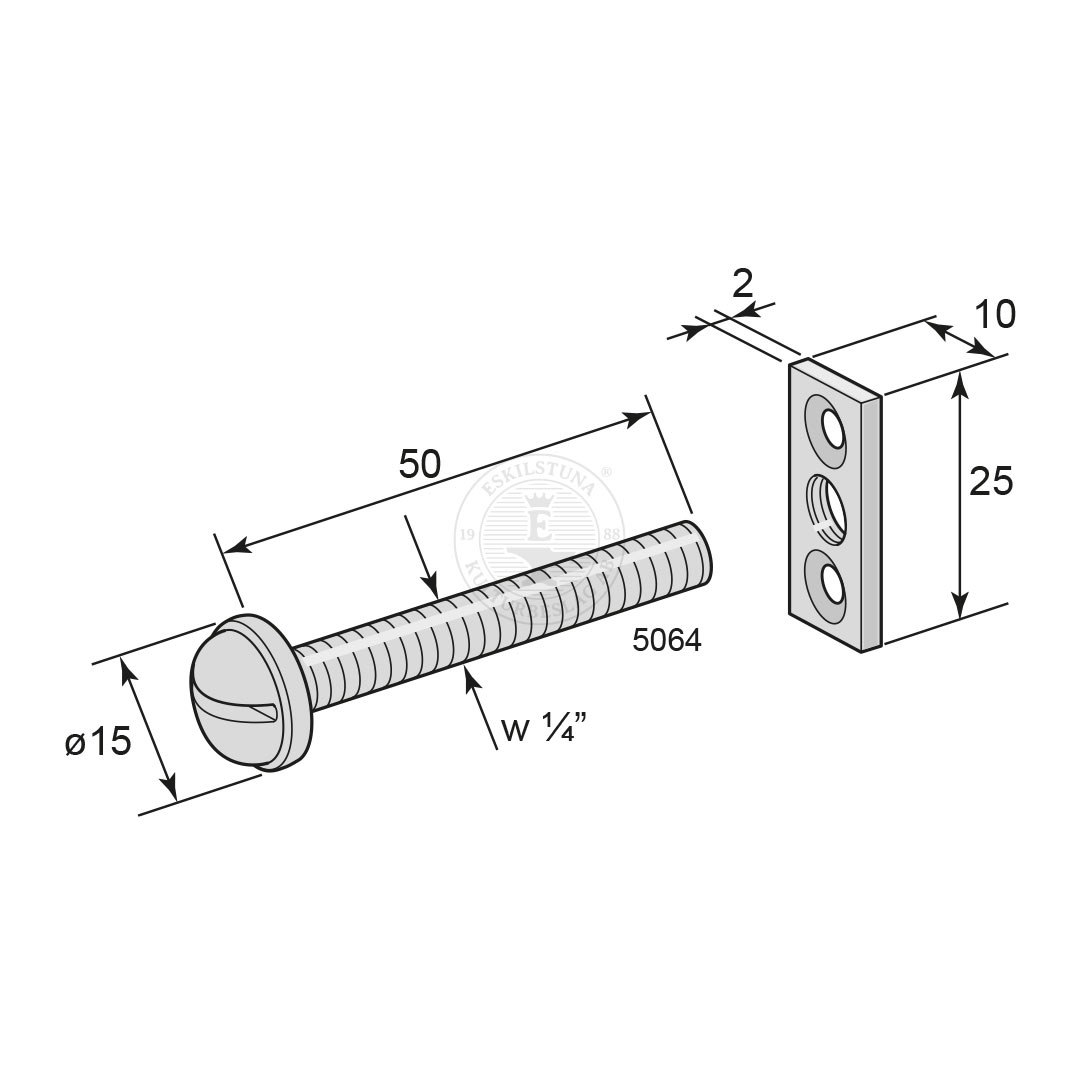 Innanfönsterskruv 5064 inkl bricka