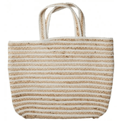 Stråväska vit/natur flätad 42x33 cm