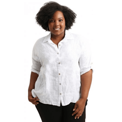 Linneskjorta Gemma plus size 42-48 bianco
