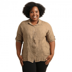 Linneskjorta Gemma plus size 42-48 sabbia