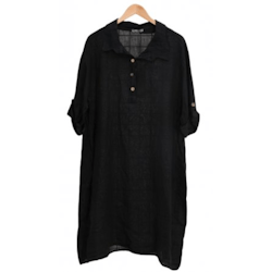 Skjortklänning linne Emilia plus 42-48 nero