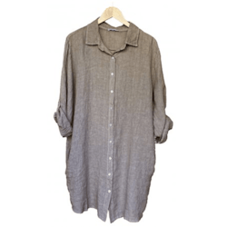 Skjortklänning linne Marcella plus size 42-48 tortora
