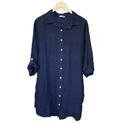Skjortklänning linne Marcella plus size 42-48 marina