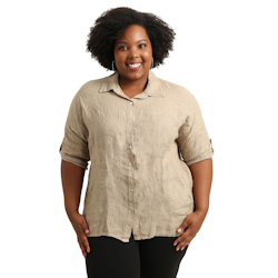 Linneskjorta Gemma plus size 42-48 beige