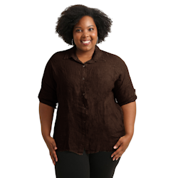 Linneskjorta Gemma plus size 42-48 cioccolato