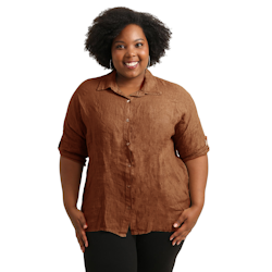 Linneskjorta Gemma plus size 42-48 tabacco