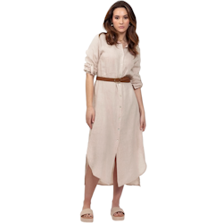 Lång skjortklänning linne Maddalena 36-42 beige