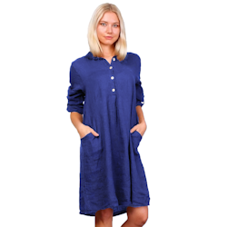 Skjortklänning linne Emilia 36-42 blu reale