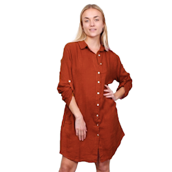 Skjortklänning linne Marcella 36-42 mattone