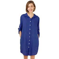 Skjortklänning linne Marcella 36-42 blu reale