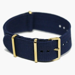 NATO Strap Gull 24MM Mørk blå