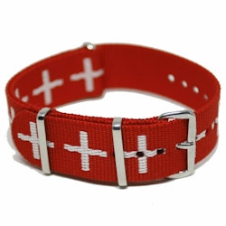 NATO Strap 20MM Rød/hvite kryss