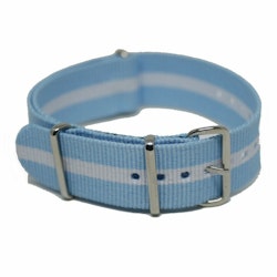 NATO Strap 20MM Lys blå/hvit