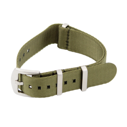 Grønn seat belt natoreim med spenne i børstet stål