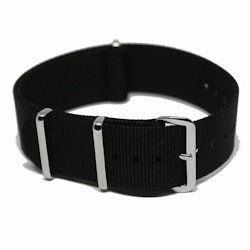 Klassisk nato strap i sort med sølvspenne