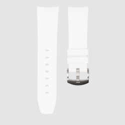 Horus 21mm curved gummirem - Hvit med sølvspenne