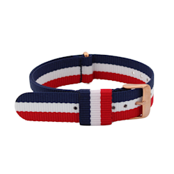 Nato strap Rosegull Blå/hvit/rød