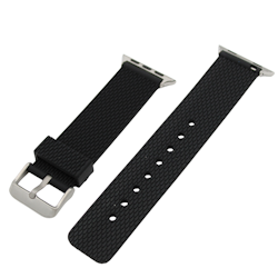 Apple Watch Gummireim – Svart med sølv spenne