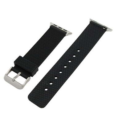 Apple Watch Gummireim – Svart med sølv spenne