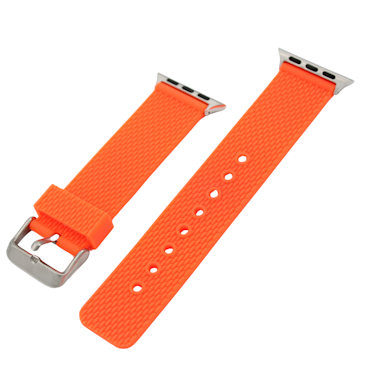 Apple Watch Gummireim – Oransje med sølv spenne