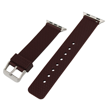 Apple Watch Gummireim – Brun med sølv spenne