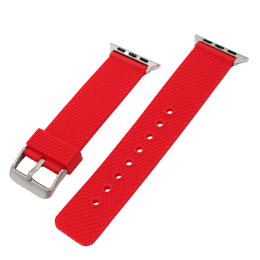 Apple Watch Gummireim – Rød med sølv spenne