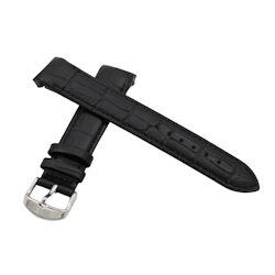 Verona Croco – Curved Sort skinnreim med alligatorpreg