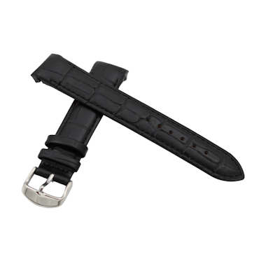 Verona Croco – Curved Sort skinnreim med alligatorpreg