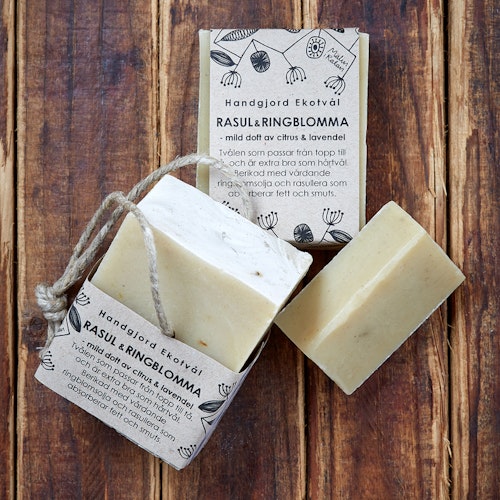 Handmade Eco Soap Rhassoul & Calendula - gentle scent of citrus & lavender