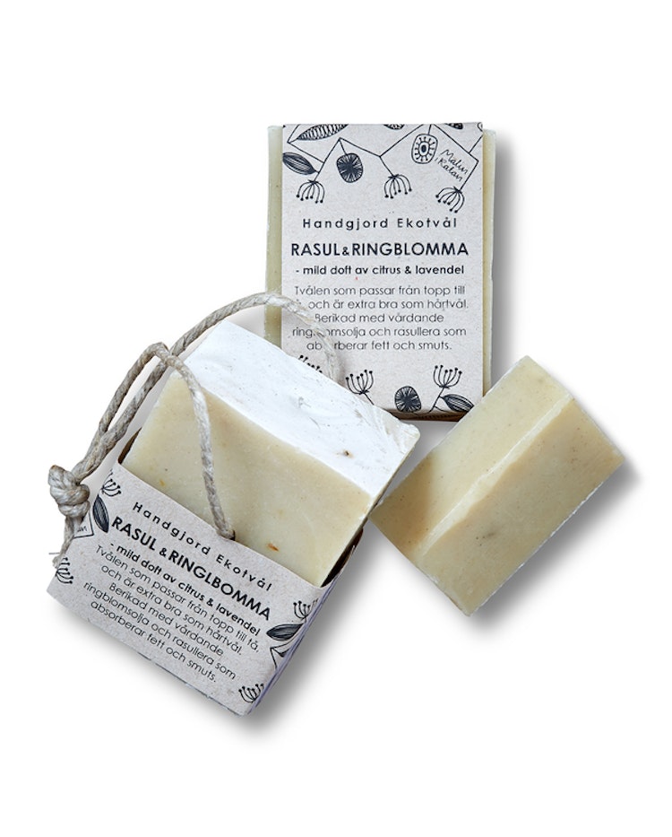 Handmade Eco Soap Rhassoul & Calendula - gentle scent of citrus & lavender