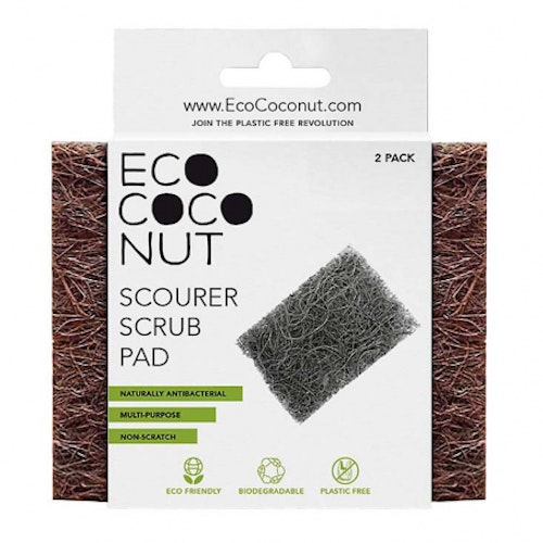 Scrubbing pad, coconut fiber, 2-pack