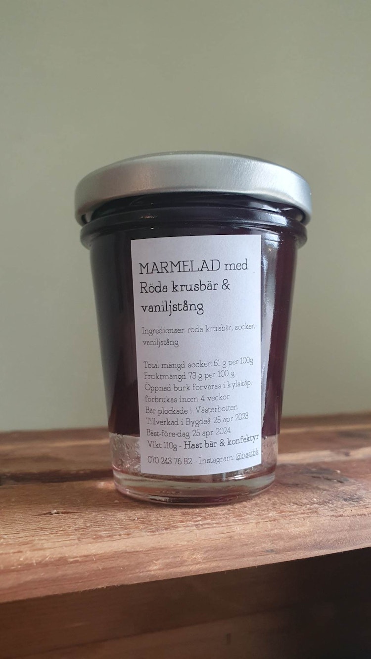 Hast bär och konfektyr: Marmelad med röda krusbär & vanilj