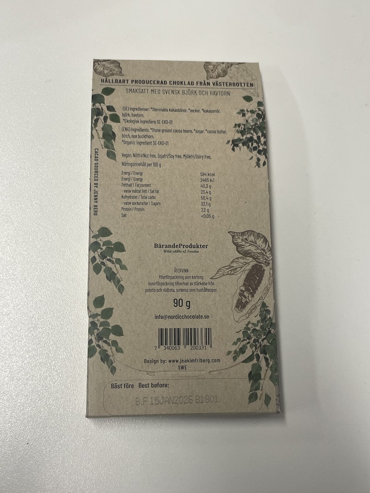 Nordic Chocolate - 65% med Björk & Havtorn