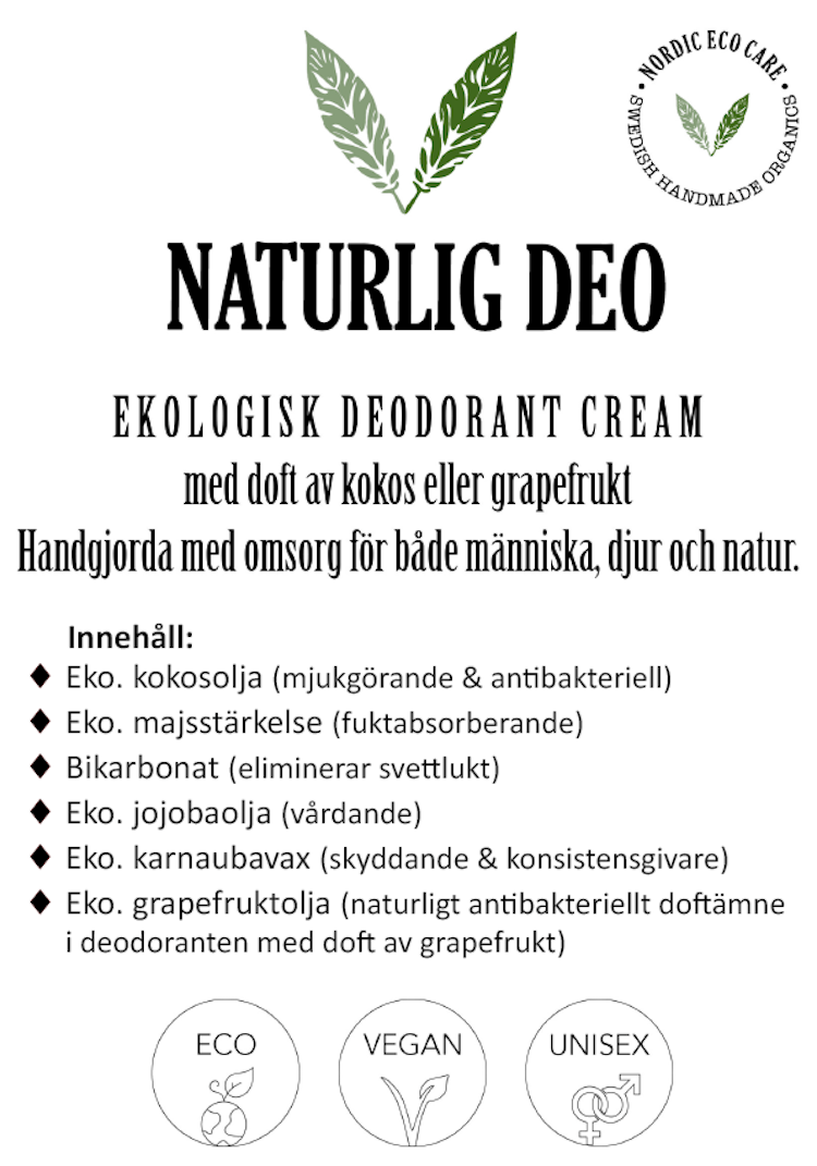 NaturligDeo Cream Coconut - Organic Deodorant