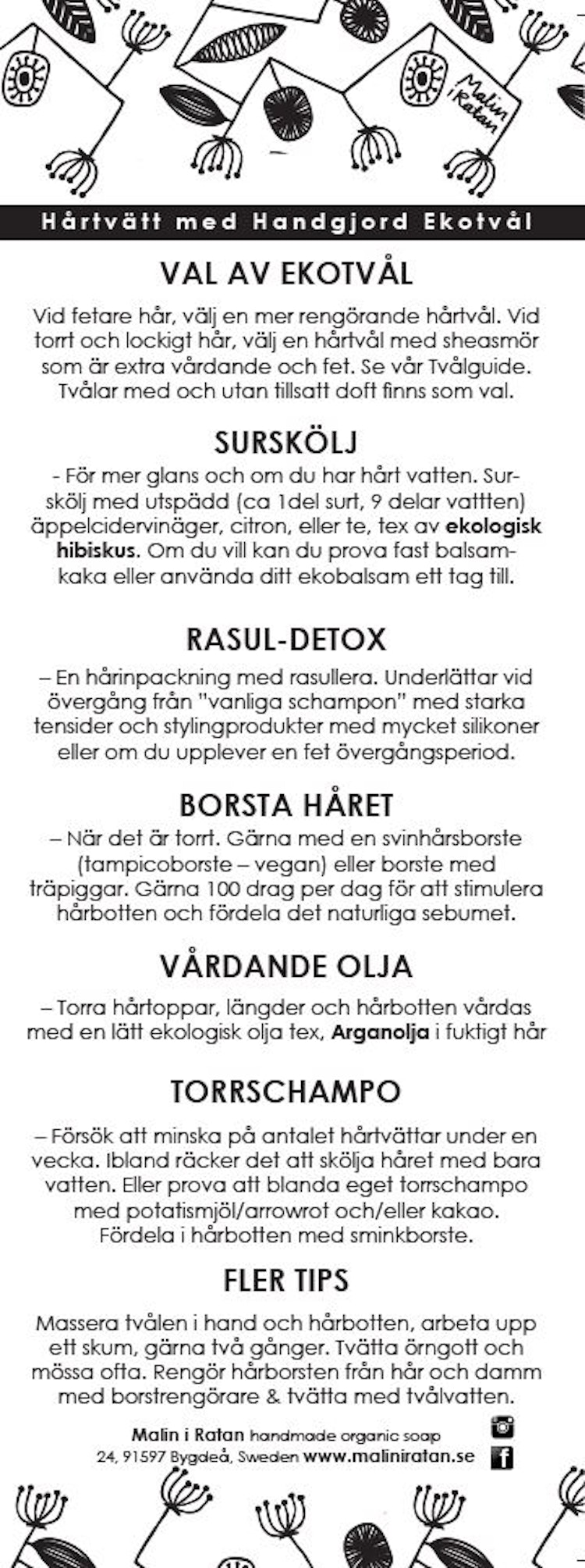Infoblad Hårtvätt med Handgjord Ekotvål