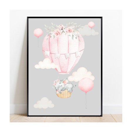 Barntavla Elefant and ballons