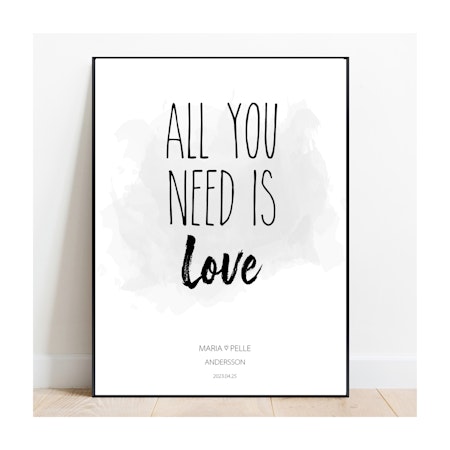 Bröllopstavla All you need is love
