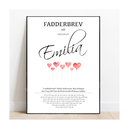 Fadderbrev Ballon hearts