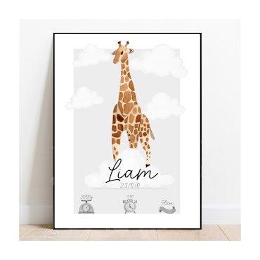 Födelseposter, namntavla, doptavla Giraff