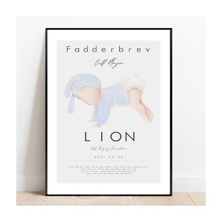 Fadderbrev, cute baby blå