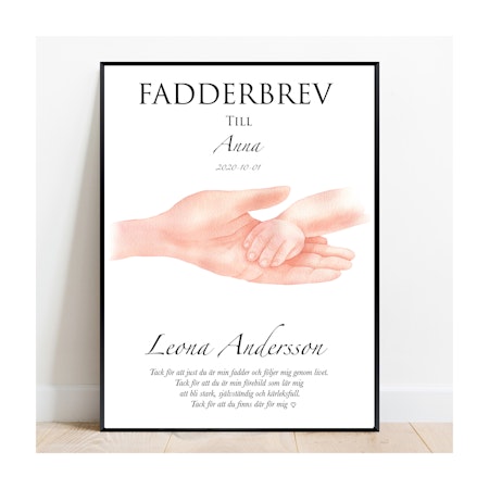 Fadderbrev, dopbrev hands colour