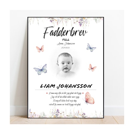 Fadderbrev Fjäril med foto