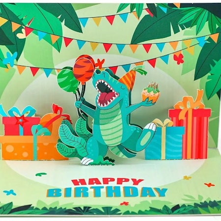 Gratulationskort pop-up kort dinosaurie