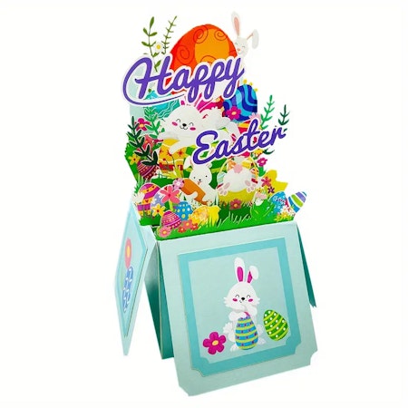 Påskkort, hälsningskort till påsk, Happy Easter!, pop-up kort