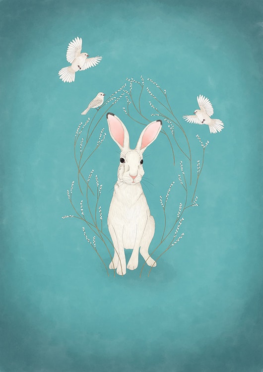 White hare - turquoise